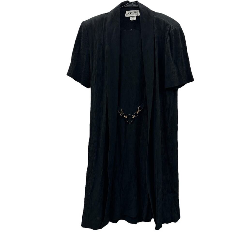 S.L. Fashions Vintage Black Sleeveless Dress & Matching Short Sleeve Jacket Sz 8